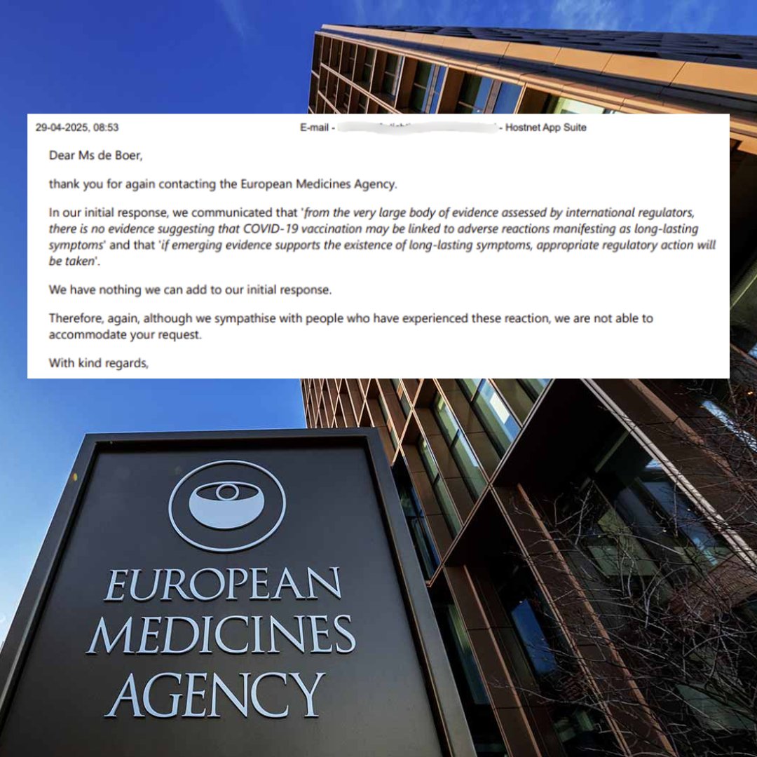 De EMA (European Medicines Agency) ontkent dat de covidvaccins langdurige bijwerkingen kunnen veroorzaken. Lees het absurde antwoord dat mijn lotgenote Iris de Boer van hen kreeg. En dit moet dan onze Europese MEDISCHE waakhond voorstellen? Dieptriest.