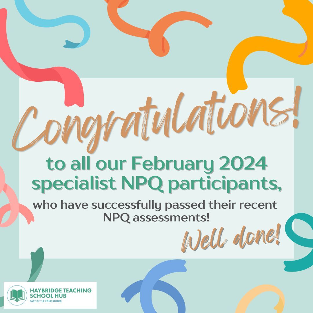 From everyone at Haybridge Teaching School Hub, #Congratulations to all who passed their #NPQ assessments!

#sandwell #dudley #teachers #cpd #westmidlands #tsh #teachingschoolhubs #haybridgetsh