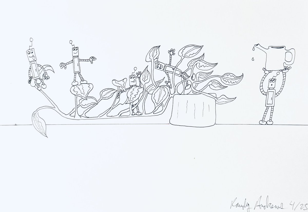 RandallAndrews1's tweet image. Day 1 Catch up post. Nature Pattern. I drew my Photodendren plant with my robots. It fits the pattern. #naturepattern #simpledailydrawing #robots #minirobots #frumpysketch @SDDArtCommunity