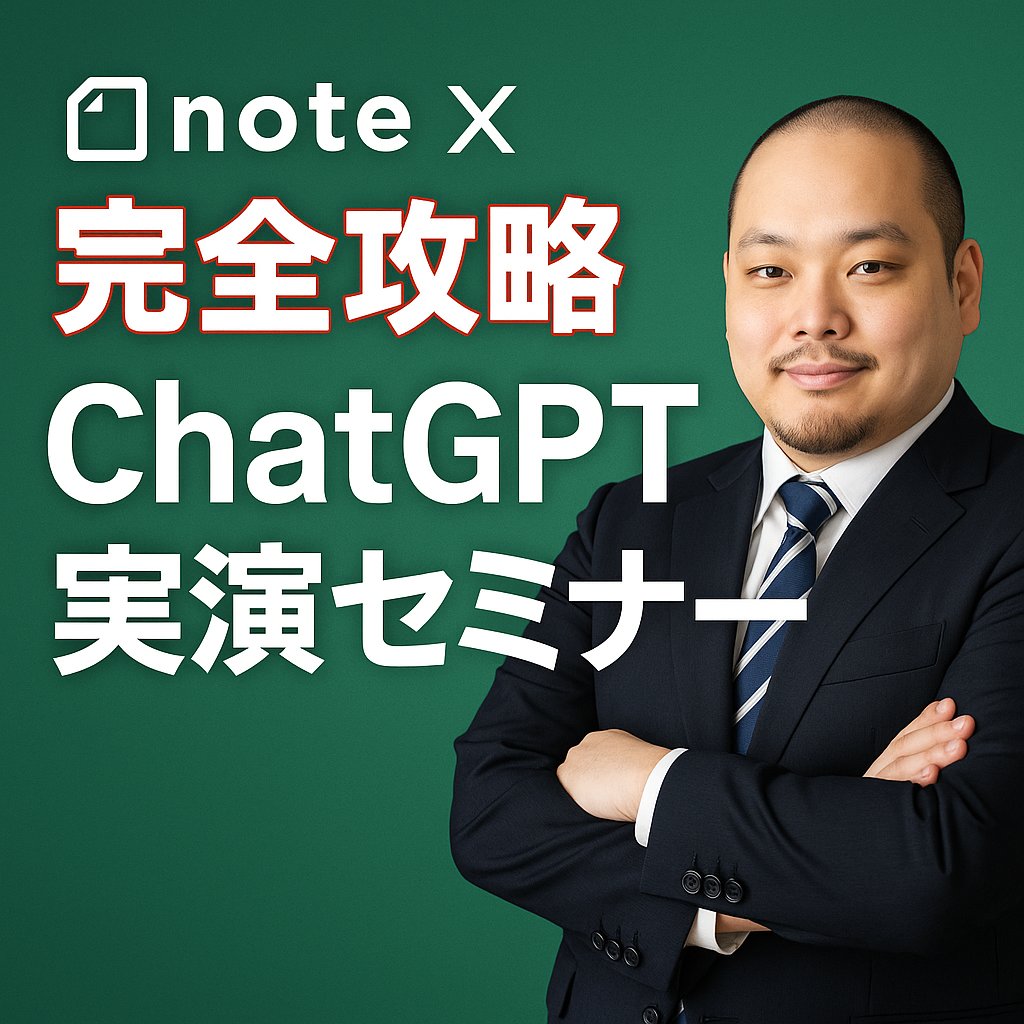 🎁無料セミナー企画開始🎁

◤￣￣￣￣￣￣￣￣￣￣￣◥ 
 
【完全0→1向け】
note × X完全攻略
ChatGPT実演セミナー
 
◣＿＿＿＿＿＿＿＿＿＿＿◢ 

を開催します。

今回は【完全0→1の初心者】向け
で実際僕が手を動かしてる
実演セミナーをお届けします！

✅セミナー日時：5月3日（土）21時から