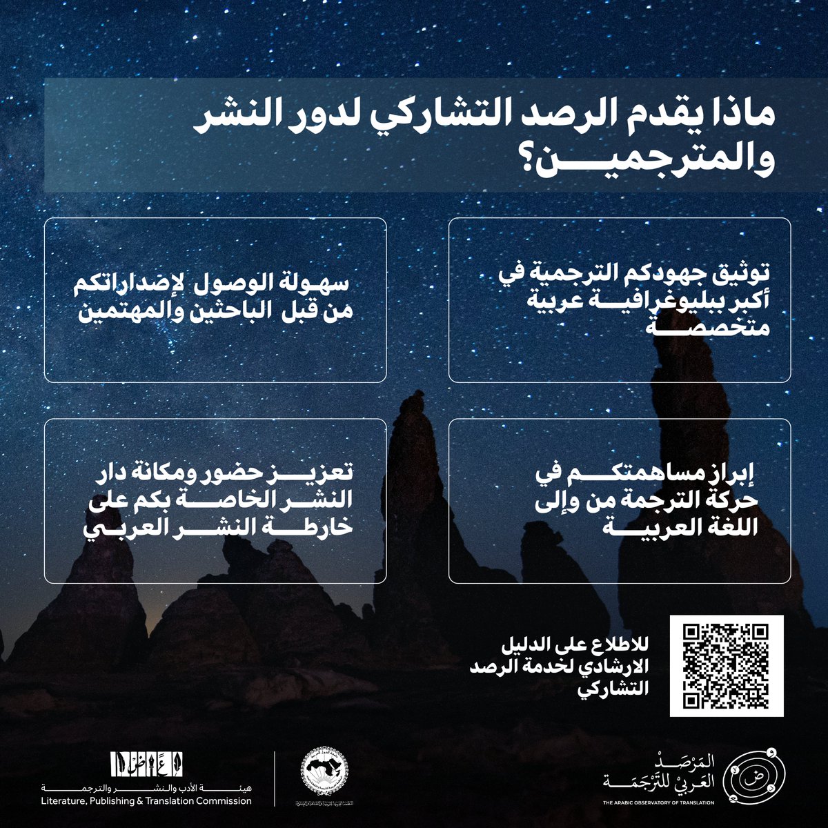 اكتشف كيف تسهم خدمة الرصد التشاركي في دعم جهود الترجمة والنشر في العالم العربي عبر المنصة الرقمية:
🔗 aotalecso.org/services
#المرصد_العربي_للترجمة
#هيئة_الأدب_والنشر_والترجمة
#الألكسو