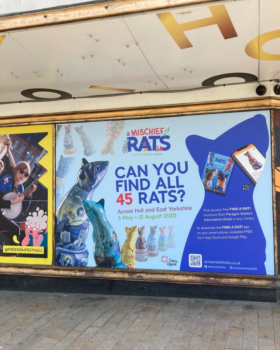 We're really excited for the new <a href="/A_MofRats2025/">A Mischief of Rats 2025</a>  sculpture trail, which launches this Saturday around Hull. 

This mass public art project has been put together by the same team behind the hugely popular Puffins Galore, A Moth for Amy and Larkin with Toads. 

The project benefits