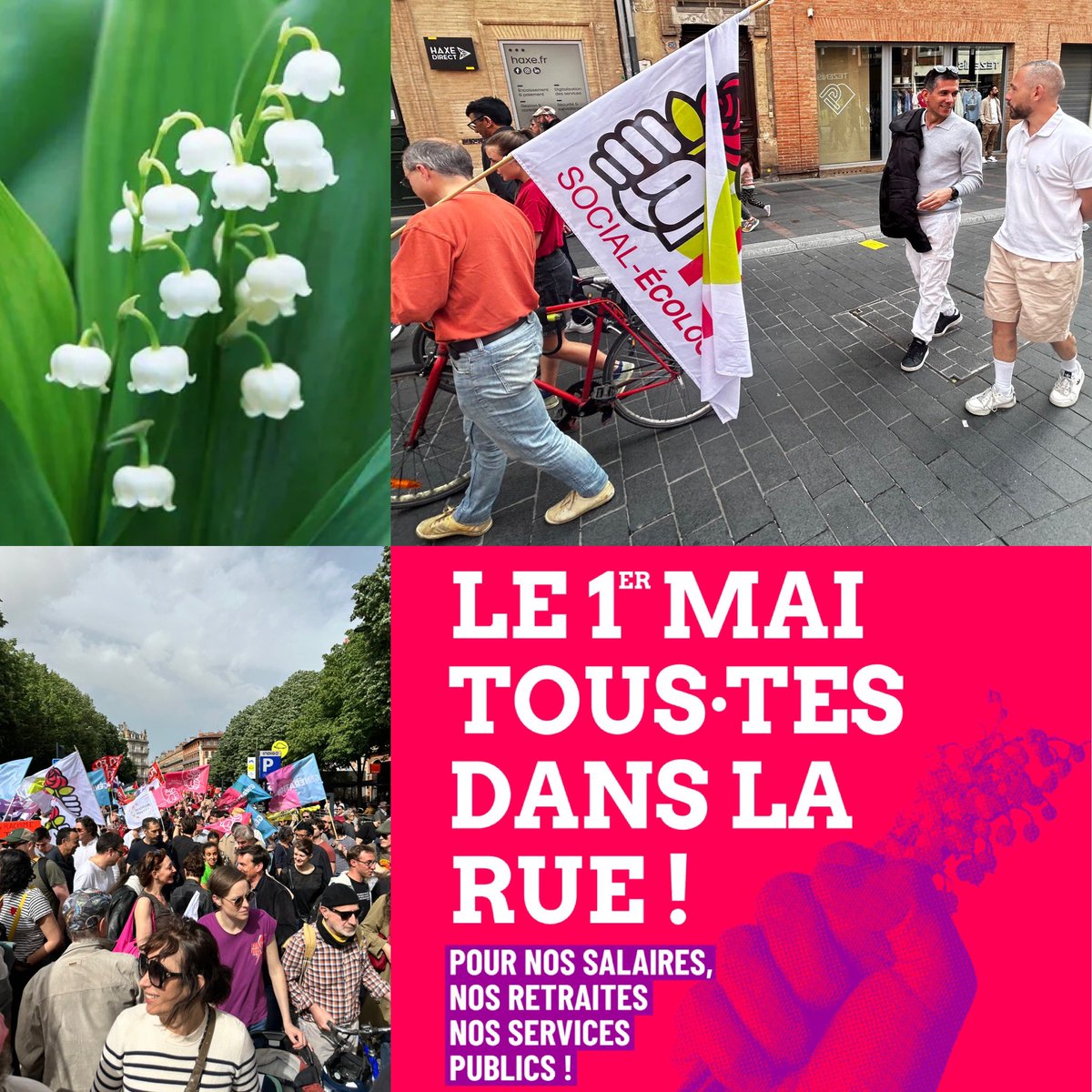 Dans la rue pour le traditionnel défilé du 1er mai à #Toulouse aux côtés de TOUS les camarades du #PS &amp; de nombreux copains verts, archipeliens, mais aussi de Place Publique et de Génération.s… 1 Gauche unie dans ses différences pour défendre les droits des travailleu•r•ses