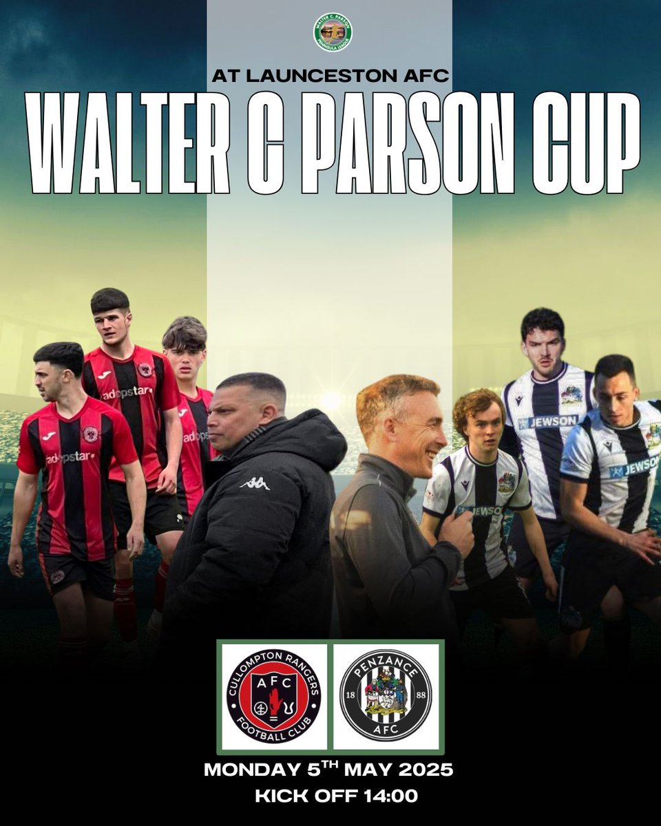 WALTER C. PARSON PENINSULA LEAGUE (@swpleague) on Twitter photo Double Silverware Weekend
Saturday 3pm at <a href="/CreddyAFC/">Crediton United AFC</a> is the Champions Bowl as <a href="/newquay_afc/">Newquay AFC</a> and <a href="/SidmouthTownAFC/">Sidmouth Town AF(C)</a> meet
Monday 2pm at <a href="/LauncestonAFC/">Launceston Football Club</a> is the Cup Final with <a href="/CullyRangers_FC/">Cullompton Rangers FC</a> and <a href="/PenzanceAFC/">Penzance AFC</a> facing off
Both games sponsored by <a href="/WalterCParson/">Walter C. Parson</a>
<a href="/swsportsnews/">South West Sports News</a> Double Silverware Weekend
Saturday 3pm at <a href="/CreddyAFC/">Crediton United AFC</a> is the Champions Bowl as <a href="/newquay_afc/">Newquay AFC</a> and <a href="/SidmouthTownAFC/">Sidmouth Town AF(C)</a> meet
Monday 2pm at <a href="/LauncestonAFC/">Launceston Football Club</a> is the Cup Final with <a href="/CullyRangers_FC/">Cullompton Rangers FC</a> and <a href="/PenzanceAFC/">Penzance AFC</a> facing off
Both games sponsored by <a href="/WalterCParson/">Walter C. Parson</a>
<a href="/swsportsnews/">South West Sports News</a>