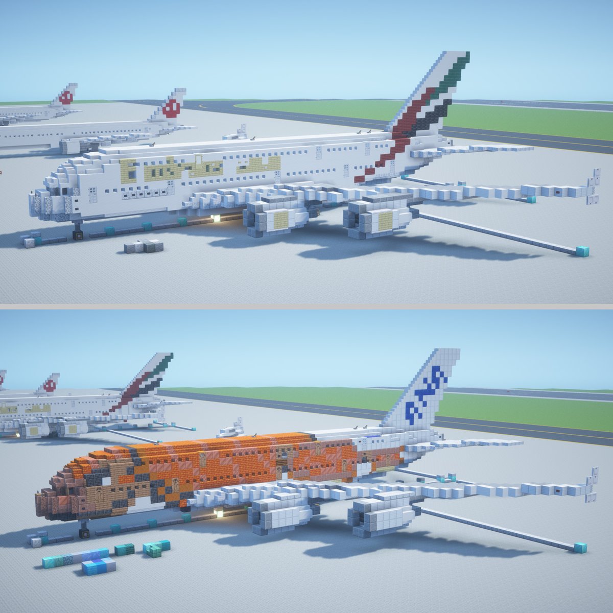 作り途中ですがエアバスのA380
#minecraft #マイクラ