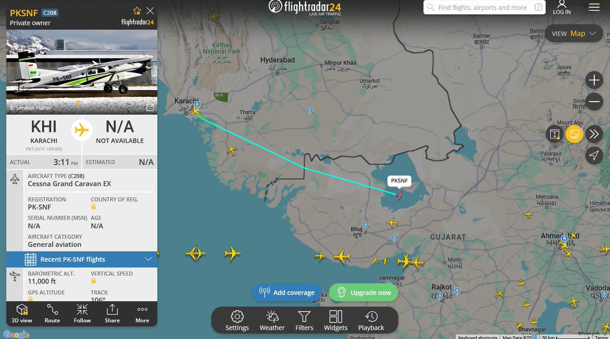 <a href="/GoI_MeitY/">Ministry of Electronics & IT</a> <a href="/SpokespersonMoD/">Ministry of Defence, Government of India</a> <a href="/PIBHomeAffairs/">PIB - Ministry of Home Affairs</a> <a href="/Ministry_CA/">Ministry Civil Aviation</a> <a href="/abplive/">ABP LIVE</a> <a href="/ABPNews/">ABP News</a> <a href="/DDNewslive/">DD News</a> <a href="/ndtvindia/">NDTV India</a> <a href="/republic/">Republic</a> <a href="/Republic_Bharat/">Republic Bharat - रिपब्लिक भारत</a> It looks like it is coming towards ahmedabad. It is crucial and serious to trackdown and stop to investigate why this aircraft crossed Indian airspace specially after India issued NOTAM that bars any pakistani aircraft from using Indian airspace