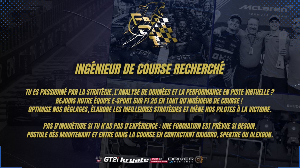 Team FcT e-Sport - Pôle F1 (@teamfct_f1) on Twitter photo Et si tu profitais de ce jour férié pour saisir cette opportunité d’avoir un rôle clé au sein de notre équipe #F1eSport ? 👀
DM <a href="/Spektre9Geoff/">FcT Spektre</a> <a href="/Daigoro66/">Antony ~ Daigoro</a> ou <a href="/Alexgun349/">FcT Alexgun</a> 📩 Et si tu profitais de ce jour férié pour saisir cette opportunité d’avoir un rôle clé au sein de notre équipe #F1eSport ? 👀
DM <a href="/Spektre9Geoff/">FcT Spektre</a> <a href="/Daigoro66/">Antony ~ Daigoro</a> ou <a href="/Alexgun349/">FcT Alexgun</a> 📩