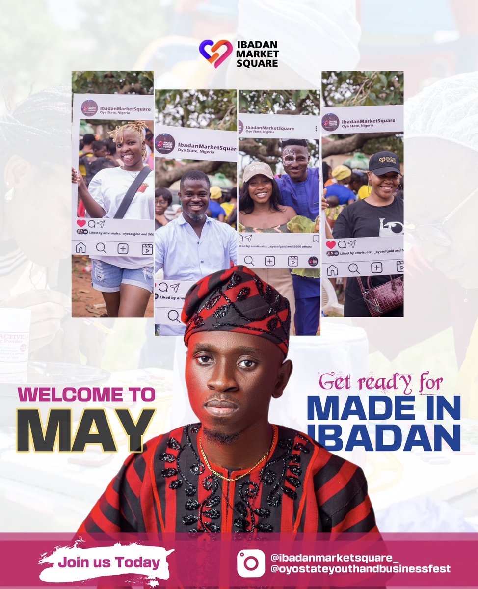 AdebisiPascal's tweet photo. Welcome to MAY — a month of purpose, progress &amp; powerful moves!
Today, we celebrate every hustler, dreamer &amp; doer.
Your grind matters. Your growth is our mission.

As we countdown to #MadeInIbadan
Thank you for building, showing up &amp; pushing limits.
Let’s make history — together. https://t.co/CN7fPSyKdB