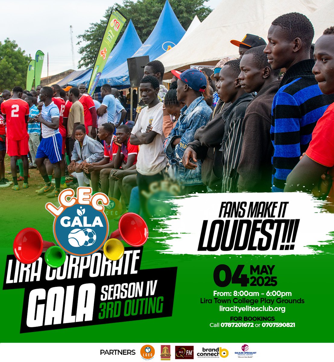 Fans Make It Loud!
Flags waving, horns blaring, and colors flying high

The fans always show up and show out — turning the outing into a full-blown festival of fun and unity

This Sunday, all roads lead to Lira Town College Playgrounds for the Lira Corporate Gala
