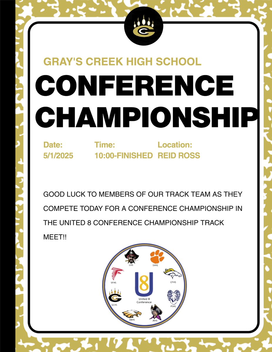 GOOD LUCK TO MEMBERS OF OUR TRACK TEAM AS THEY COMPETE TODAY FOR A CHAMPIONSHIP!