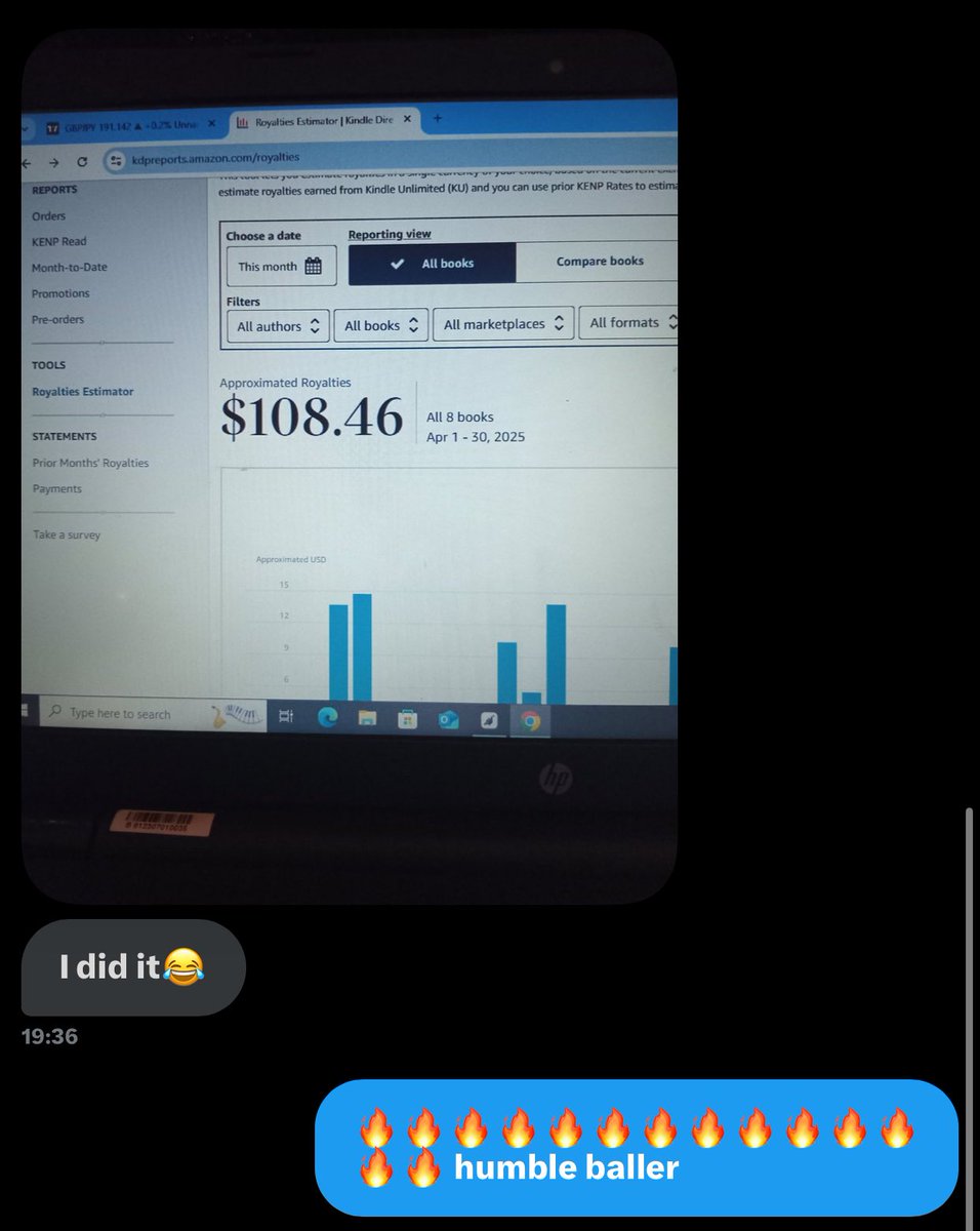 James 𝕏 (@_jamessixtus) on Twitter photo Amazon KDP is not dead, it’s just the knowledge you have that’s outdated.
She created this account in March and she made over $108 in April with only 8 books and it’s PURE ORGANIC (No paid promotion; no paid reviews)
PPC keeps doing wonders
<a href="/JS_Academy2/">JAMES-SIXTUS ACADEMY™️</a> to the world 🌎 🔥 Amazon KDP is not dead, it’s just the knowledge you have that’s outdated.
She created this account in March and she made over $108 in April with only 8 books and it’s PURE ORGANIC (No paid promotion; no paid reviews)
PPC keeps doing wonders
<a href="/JS_Academy2/">JAMES-SIXTUS ACADEMY™️</a> to the world 🌎 🔥