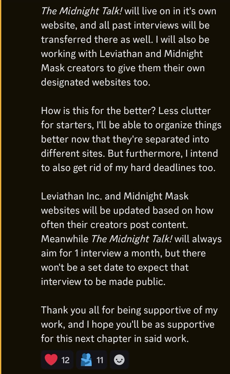 //I made an announcement on the Discord, a bit wordy sorry.

TLDR, won't be updating the Gazette after today. Instead, I'll be continuing its legacy on new upcoming sites. Treating it as a fresh start.

This month's interview will go live this afternoon.