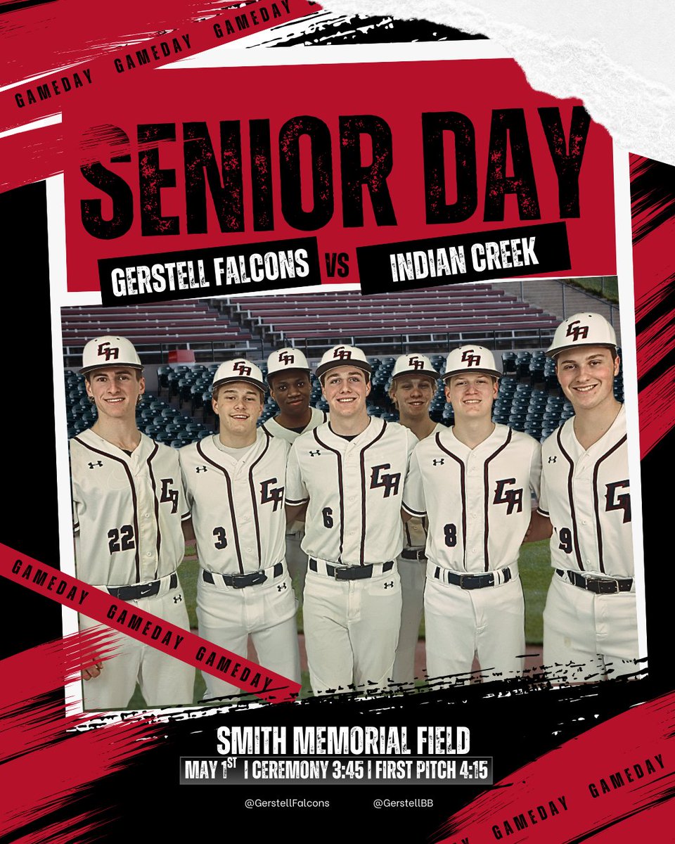 It’s Senior Day on the diamond! ⚾🎓 Join us as we celebrate our graduating Falcons for their dedication, leadership, and impact on the Gerstell Baseball program. #SeniorDay