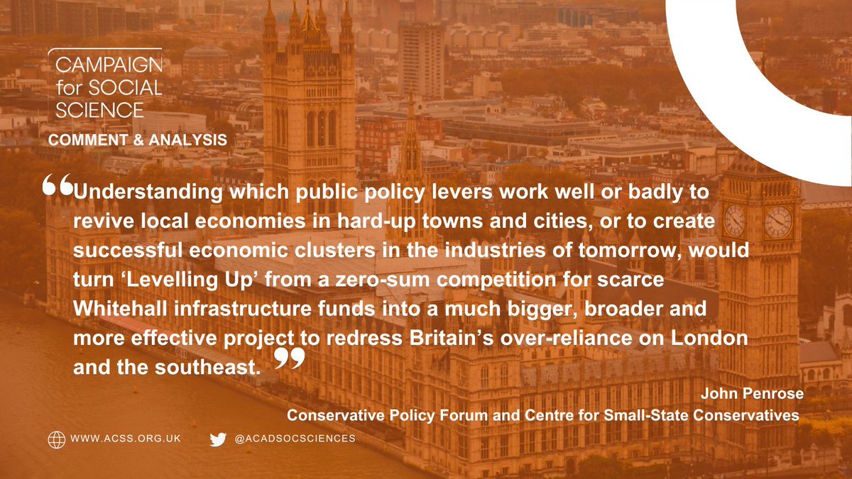 Campaign for Social Science (@cfsocialscience) on Twitter photo ⭐New blog⭐ In this blog✍️ for our Good Growth Hub, <a href="/JohnPenroseNews/">John Penrose</a> makes the case for stronger evaluation of public policy & for drawing on the evidence of what works when devising & implementing policies to increase productivity & economic growth.
acss.org.uk/knowing-what-w… ⭐New blog⭐ In this blog✍️ for our Good Growth Hub, <a href="/JohnPenroseNews/">John Penrose</a> makes the case for stronger evaluation of public policy & for drawing on the evidence of what works when devising & implementing policies to increase productivity & economic growth.
acss.org.uk/knowing-what-w…