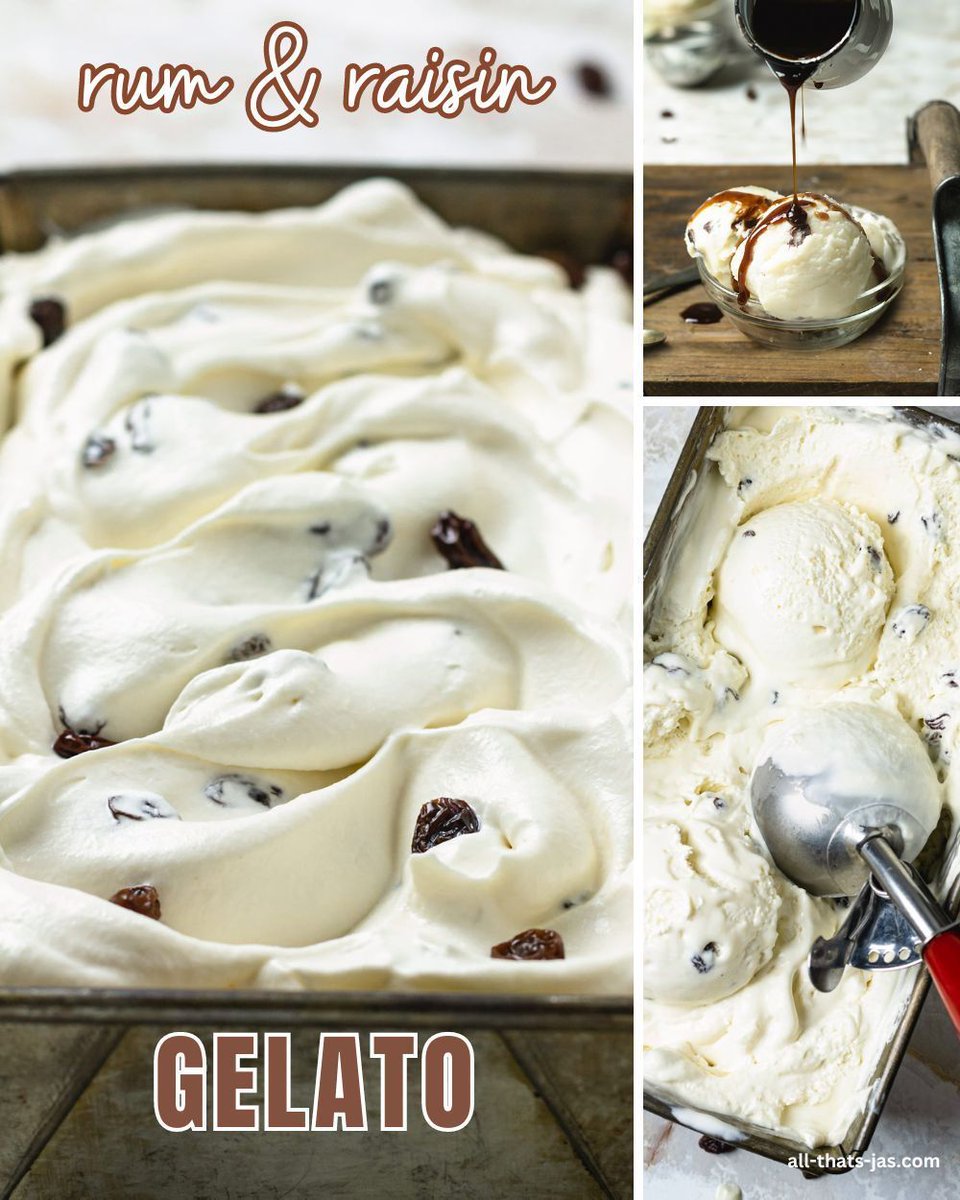 Warning: this no-churn rum &amp; raisin gelato may cause spontaneous happy dances. 💃🍦 

#nochurnicecream #gelato

RECIPE: all-thats-jas.com/rum-raisins-ge…