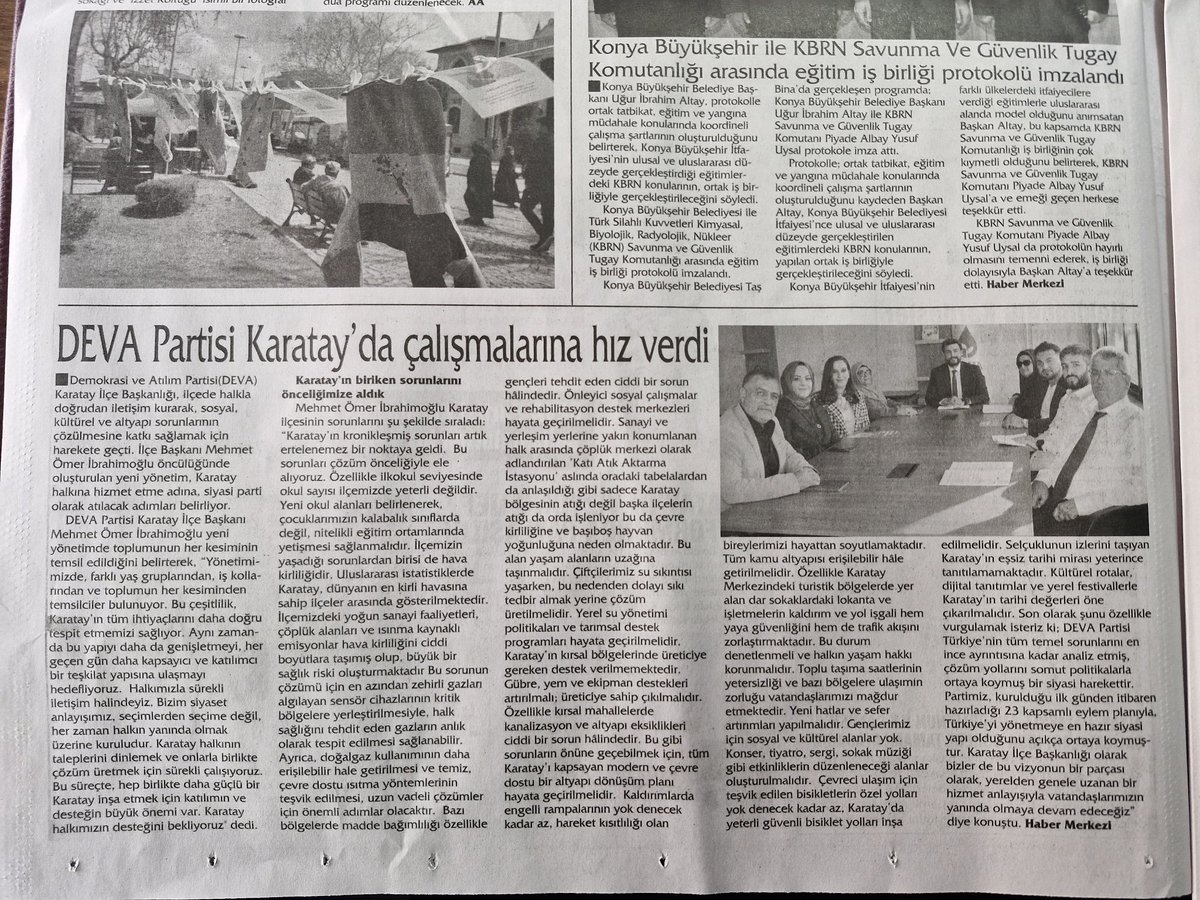 karataydeva's tweet photo. Karatay’da yürüttüğümüz çalışmalar yerel basında yer aldı.
Halkımızın artan desteğiyle daha da güçleniyor Karatay’ın sesi olmaya, çözümün adresi olmaya devam ediyoruz.
#devakaratay #Konya #Karatay #DEVApartisi #haberler https://t.co/R6lW44lNyk