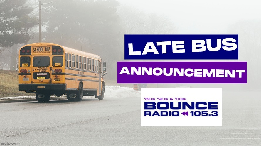 BounceRadio1053's tweet photo. ASD–W Bus Route 262, serving Royal Road Elementary, Nashwaaksis Middle and Leo Hayes High Schools will be running 2 hours LATE this morning due to a shortage of busses. https://t.co/2mJqOqSiNL