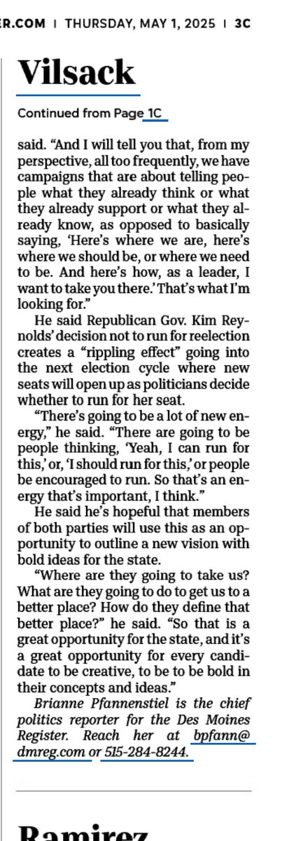 Tom Vilsack <a href="/SecVilsack/">Secretary Tom Vilsack</a> suggests candidates for elective office, positions which impact rural Iowa, should have a vision for where they’d like to go. My 2022 campaign for Sec. of Ag did just that - “Iowa Built to Last.” Vision has been missing from most campaigns for statewide