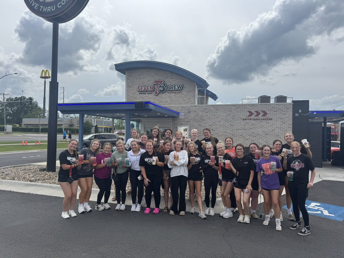 Took a pre-practice trip to 7Brew for the team to celebrate making the state tournament!! #bprd #alreadywritfen #beebesb🥎