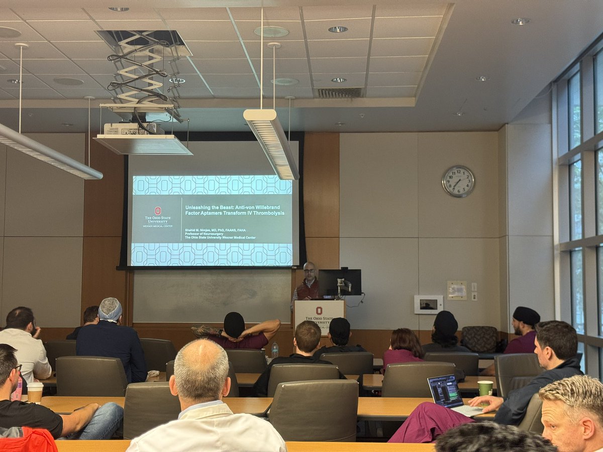 Ohio State Neurosurgery Residency (@neurosurgeryosu) on Twitter photo Thanks to <a href="/ShahidNimjee/">SHAHID NIMJEE</a> for the great talk on his work developing reversible aptamers for large vessel occlusion! Thanks to <a href="/ShahidNimjee/">SHAHID NIMJEE</a> for the great talk on his work developing reversible aptamers for large vessel occlusion!