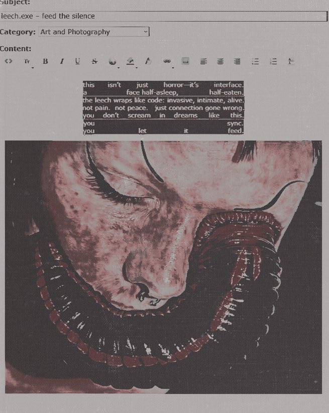 blauvian's tweet photo. ⠀

                leech.exe    — 🫕ナ     feed the silence
                             (  https://t.co/SIUj1qzJvE  )

⠀ https://t.co/topPy6e6jt