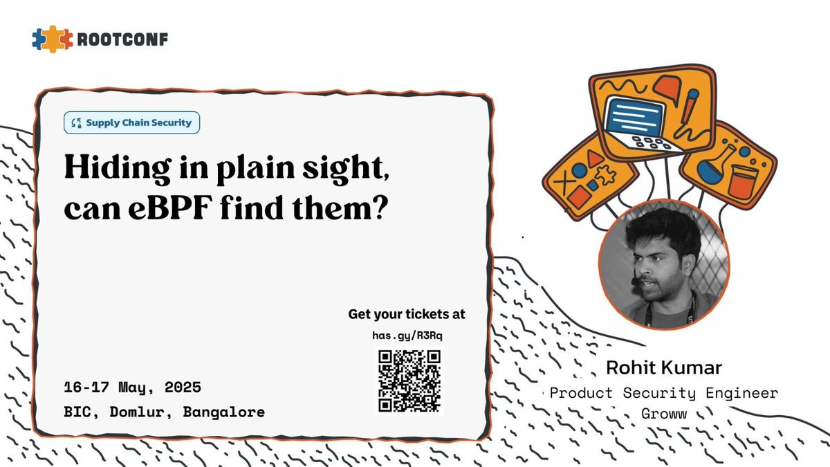 Anant Shrivastava (@anantshri) on Twitter photo Pumped to announce <a href="/rohitcoder/">Rohit Kumar</a>'s talk on βHiding in Plain Sight β Can eBPF Find Them?β at the Supply Chain Security track, Rootconf 2025 πβοΈ
Thanks to reviewers <a href="/squeal/">Karan Saini</a> , <a href="/abh1sek/">Abhisek Datta</a> , <a href="/captn3m0/">nemo.blr</a> , and <a href="/cedricfanapoo/">Apoorva Giri</a> for helping sharpen the story!
π
16-17 May | Blr
ποΈ Pumped to announce <a href="/rohitcoder/">Rohit Kumar</a>'s talk on βHiding in Plain Sight β Can eBPF Find Them?β at the Supply Chain Security track, Rootconf 2025 πβοΈ
Thanks to reviewers <a href="/squeal/">Karan Saini</a> , <a href="/abh1sek/">Abhisek Datta</a> , <a href="/captn3m0/">nemo.blr</a> , and <a href="/cedricfanapoo/">Apoorva Giri</a> for helping sharpen the story!
π
16-17 May | Blr
ποΈ