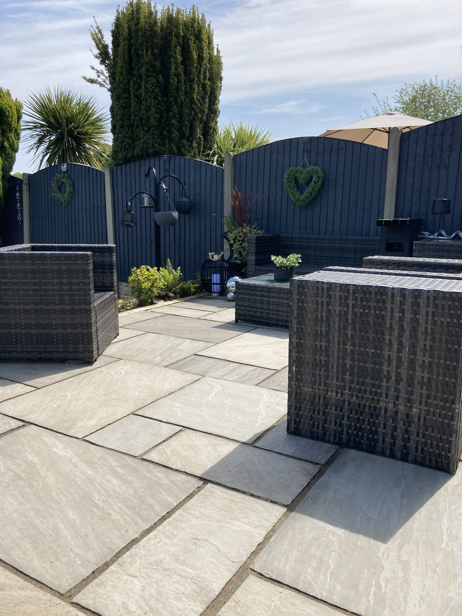 iammariamarson's tweet photo. Sun lounger view…love getting the garden summer ready but little too early for plants yet 🌼🌺🌷☀️⛱️🍹 https://t.co/QtUXFP1xEJ