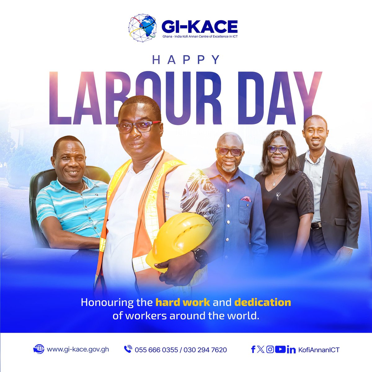 Honour your hard work by upgrading your skills. Go through our courses and sign up now:  gi-kace.gov.gh/courses/ 

Let us help you acquire a digital skill this new month. Happy May Day.
#labourday 
#GIKACE 
#kofiannanictcentre 
#GhanaIndiaKofiAnnanCentreOfExcellenceInIct