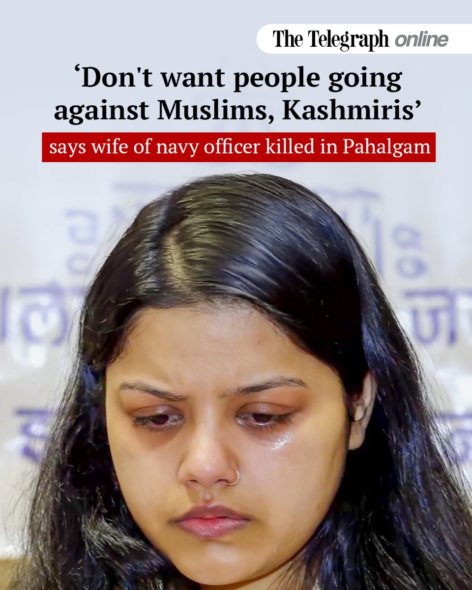 ttindia's tweet image. I just want the entire nation to pray for him, that wherever he is, he remains healthy and happy: Himanshi Narwal 
#PahalgamTerroristAttack #PahalgamTerrorAttack 

telegraphindia.com/india/wife-of-…