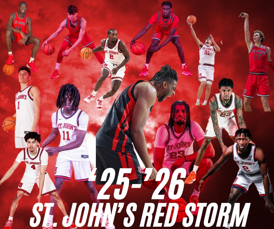SJUDave's tweet image. 🔴The NUMBER 1 ranked portal class in the country
🔴 Two McDonalds All-Americans
🔴 Seven Players 4⭐️ or 5⭐️
🔴 Two First Team All-Big East Members
🔴 Big Sky Player of the Year
🔴 Coached by a HOF Legend, Rick Pitino

Your 2025-2026 St. John's Red Storm Squad. #sjubb