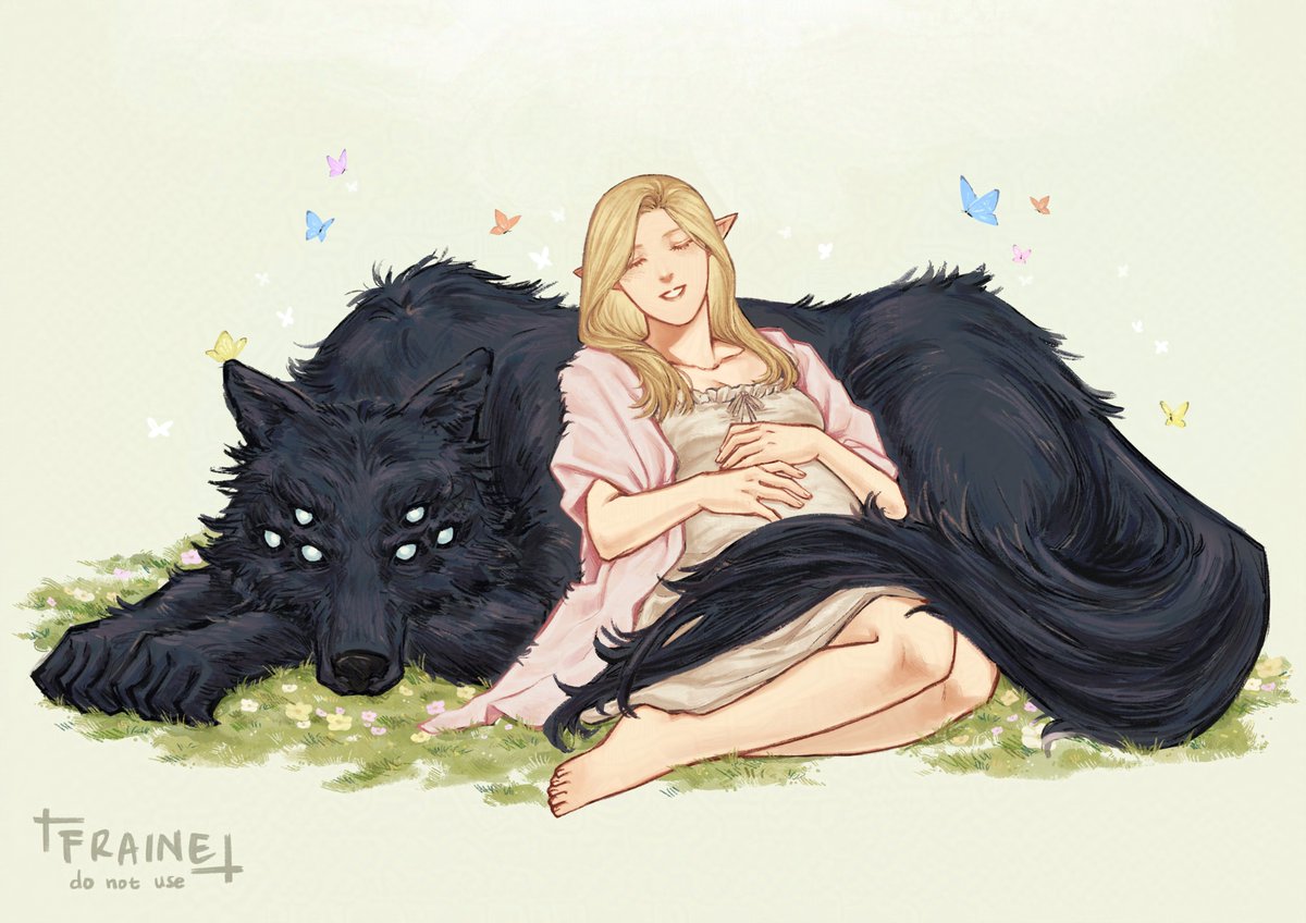 Wolf Solas guarding his very pregnant wife, making sure she is safe and comfortable 😌 #Solavellan