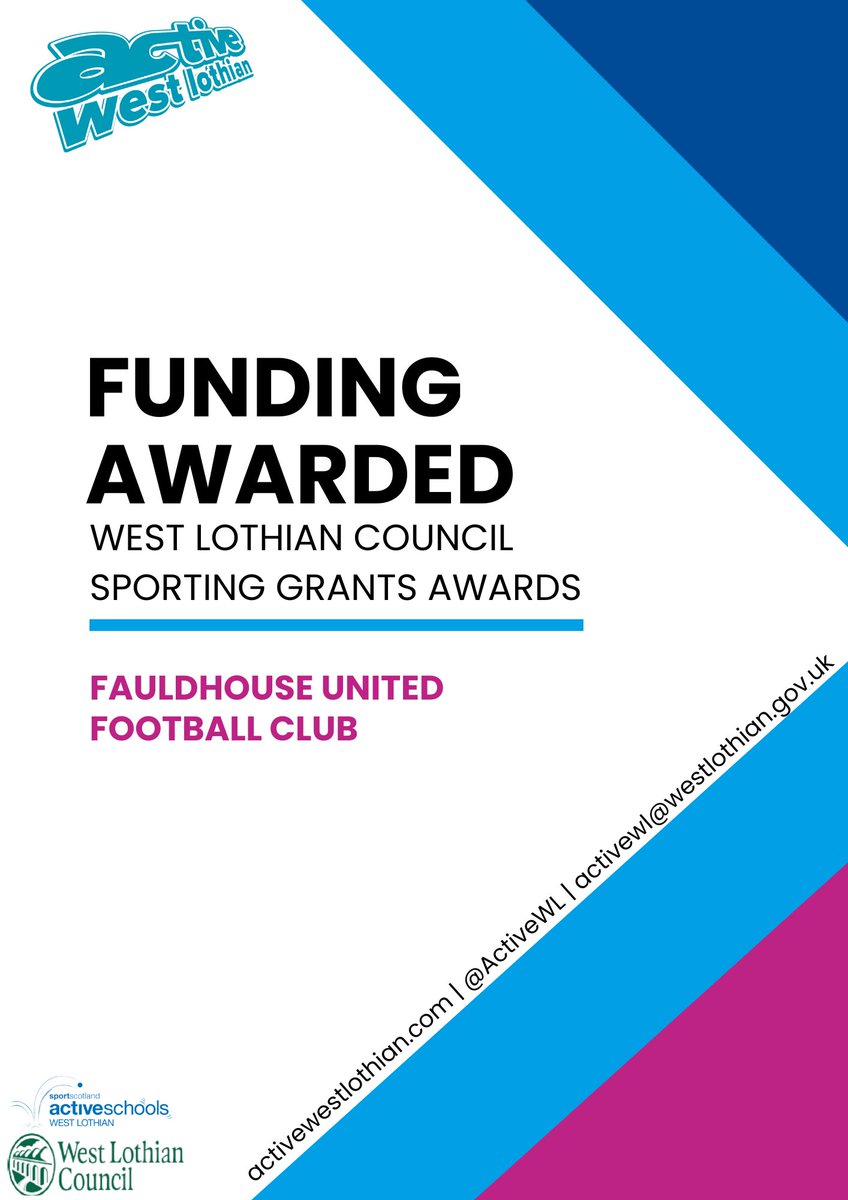 Active West Lothian (@activewl) on Twitter photo 📢 Congratulations to Fauldhouse United FC on its recent Sporting Grant Award from <a href="/LoveWestLothian/">West Lothian Council</a>
⬇️
✅ Awarded £2,000 towards the growth of girls provision at the club, we wish everyone involved the best of luck ⚽️ ♀️ ♥️
<a href="/ScotFASouthEast/">South East Region</a> | <a href="/sportscotland/">sportscotland</a>
#SheCanSheWill 📢 Congratulations to Fauldhouse United FC on its recent Sporting Grant Award from <a href="/LoveWestLothian/">West Lothian Council</a>
⬇️
✅ Awarded £2,000 towards the growth of girls provision at the club, we wish everyone involved the best of luck ⚽️ ♀️ ♥️
<a href="/ScotFASouthEast/">South East Region</a> | <a href="/sportscotland/">sportscotland</a>
#SheCanSheWill