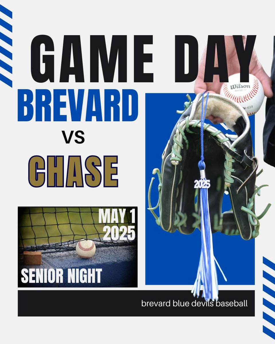 GAME DAY

SENIOR NIGHT

Thursday, May 1

Brevard vs Chase
No JV
V : 6:30 PM 

*Senior Night Recognition will take place prior to the Varsity game*