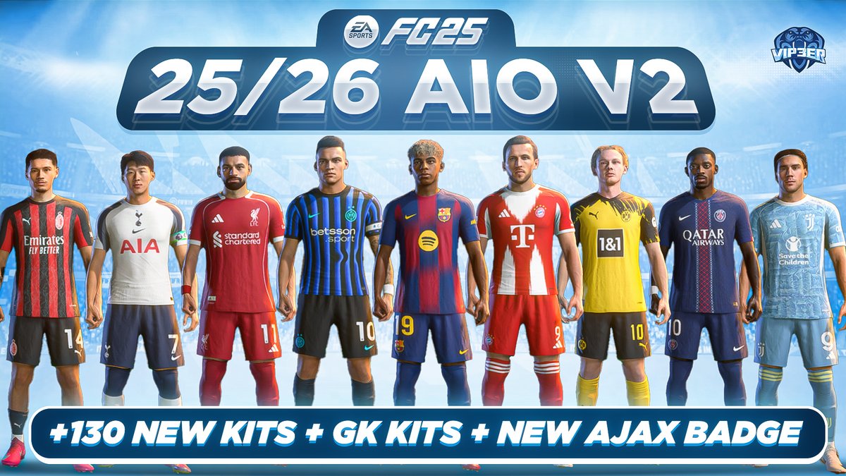 🔥🔥 25/26 AIO Kits V2 Mod for FC 25 (FREE)

Includes: 
✅ Home, Away, &amp; Third Kits
✅ Goalkeeper Kits
✅ New Ajax Badge
✅ Career Mod Starts At 2026

🔗 Watch the mod preview: youtu.be/Hc_4mD5GKDs

#FC25 #Mods