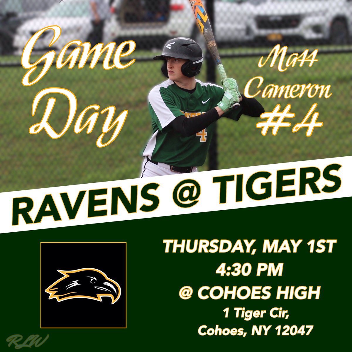 RavenaBaseball's tweet photo. The boys head to Cohoes for a 4:30 PM matchup against the Tigers. #FearTheFlock https://t.co/gPmCyJFKda
