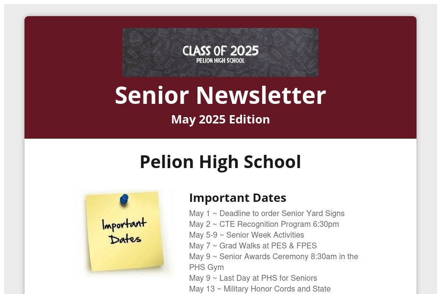 PHS Senior Newsletter - April 2025 Edition psqr.io/G4ggf__O4V via <a href="/ParentSquare/">ParentSquare</a>