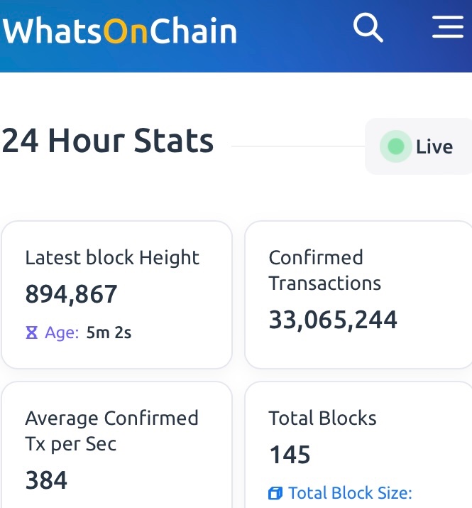 Bitcrash4's tweet image. 33 million BSV transactions in 24 hours.