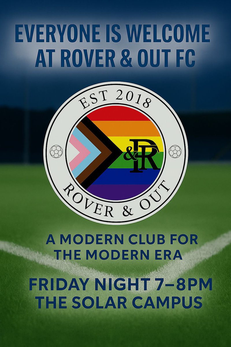 Everyone is welcome at Rover&amp;Out FC
⚽️🏳️‍⚧️🏳️‍🌈

In light of the FA’s decision to exclude trans women from women’s football, we want to be clear:

Football is for everyone. No matter your gender, sexuality, or background — you’re safe here.

A modern club for the modern era 🤍