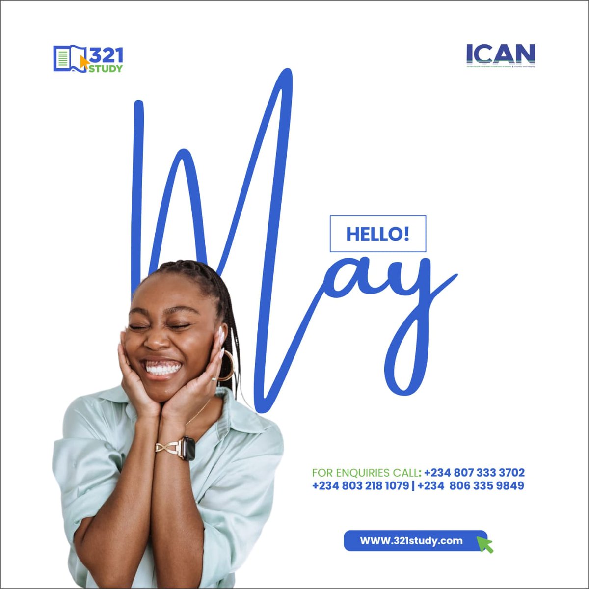 321Study's tweet image. May has arrived. What is your level of preparedness? 

#ICAN #ATS #Onlinestudy #ICANTutors #AccountingJourney #StudySupport