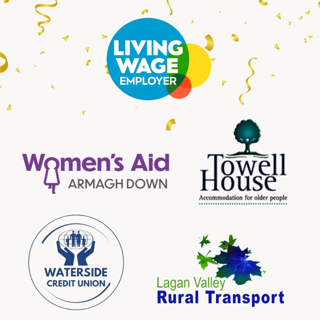 This April, we proudly welcomed new employers into the Living Wage movement!
👏 A big welcome to: 
⭐ <a href="/WomensAidAD/">Women's Aid Armagh Down</a>
⭐ Towell House 
⭐ <a href="/UnionWaterside/">Waterside Credit Union</a>
⭐ <a href="/LaganValleyRT/">Lagan Valley Rural Transport</a>
🔗 Find out more about Living Wage NI here ow.ly/eitN50VL9Lh
