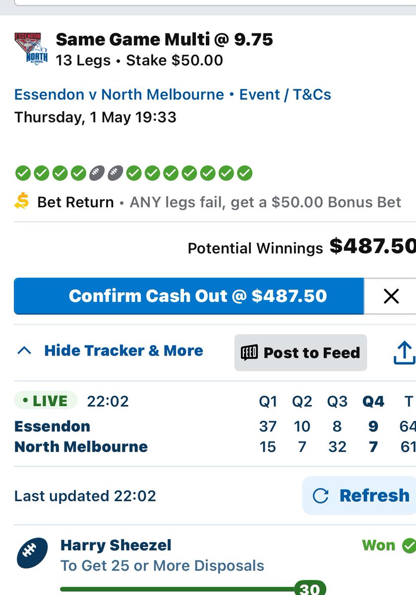 Now if Essendon can lose it will be a perfect night.