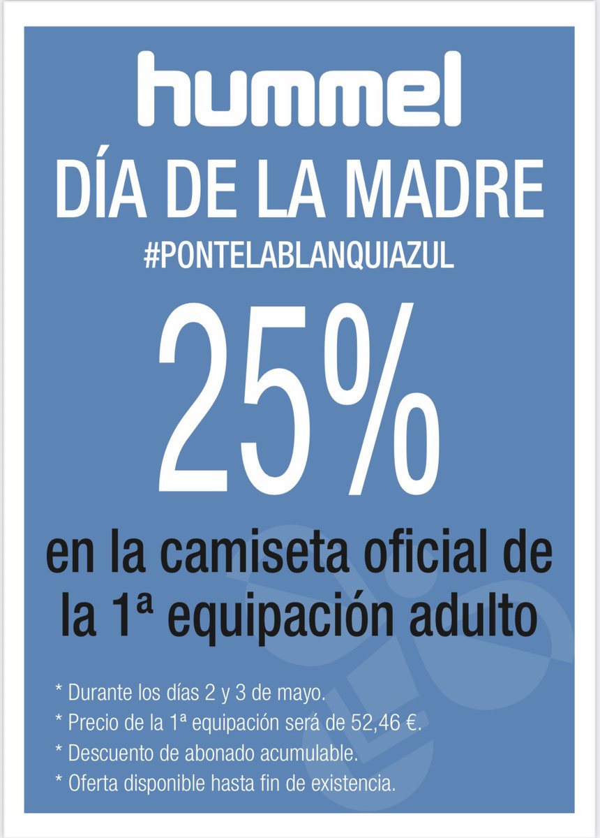 Antonio40231005's tweet photo. Este sábado hay que teñir el campo de blanquiazul💙 El viernes y sábado de 10 de la mañana a 22:00 la camiseta oficial de la primera equipación adulto estará al 25% (52,46€). Los abonados podrán acumular su descuento al 35% (45,47€).
Todas las tallas disponibles (XS a 3XL). https://t.co/0MDqDmWccU