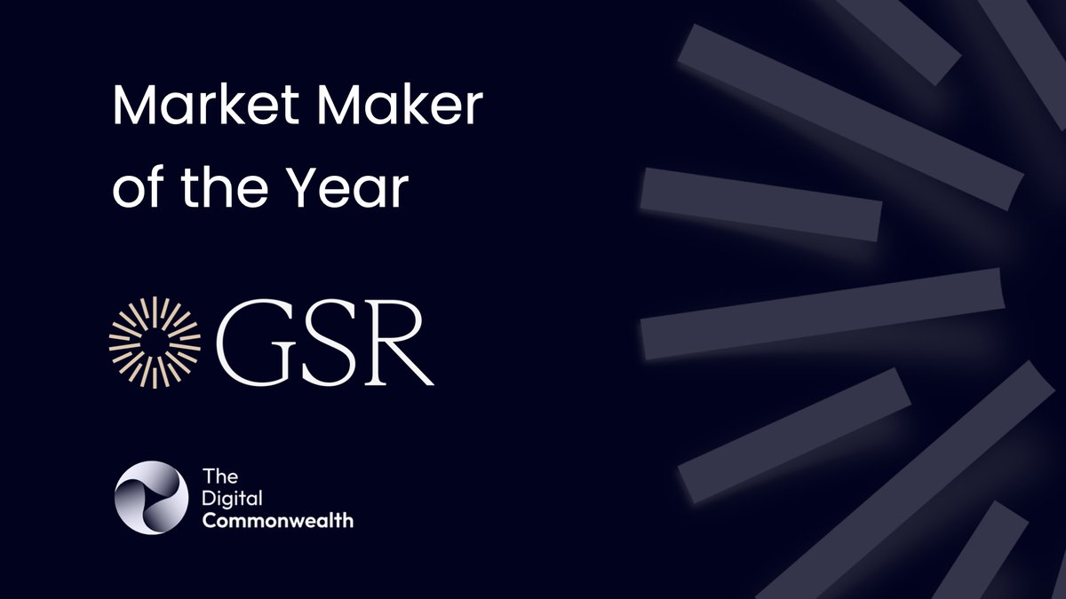 GSR (@gsr_io) on Twitter photo We are honoured to be named Market Maker of the Year by The Digital Commonwealth (<a href="/TheDCW_X/">The Digital Commonwealth</a>). This award reflects our commitment to supporting founders and institutions with deep liquidity, strategic insight, and market leadership. We are honoured to be named Market Maker of the Year by The Digital Commonwealth (<a href="/TheDCW_X/">The Digital Commonwealth</a>). This award reflects our commitment to supporting founders and institutions with deep liquidity, strategic insight, and market leadership.