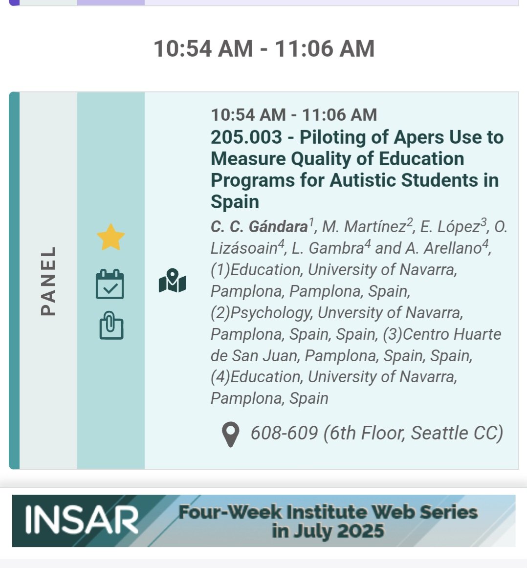 En unas horas, nuestro trabajo de <a href="/edupsicoUNAV/">Educación/Psicología</a> en #INSAR2025 , sobre el uso de herramientas para evaluar programas educativos. Gracias a la Fundación Ciganda Ferrer por ayudar a cruzar fronteras 📚