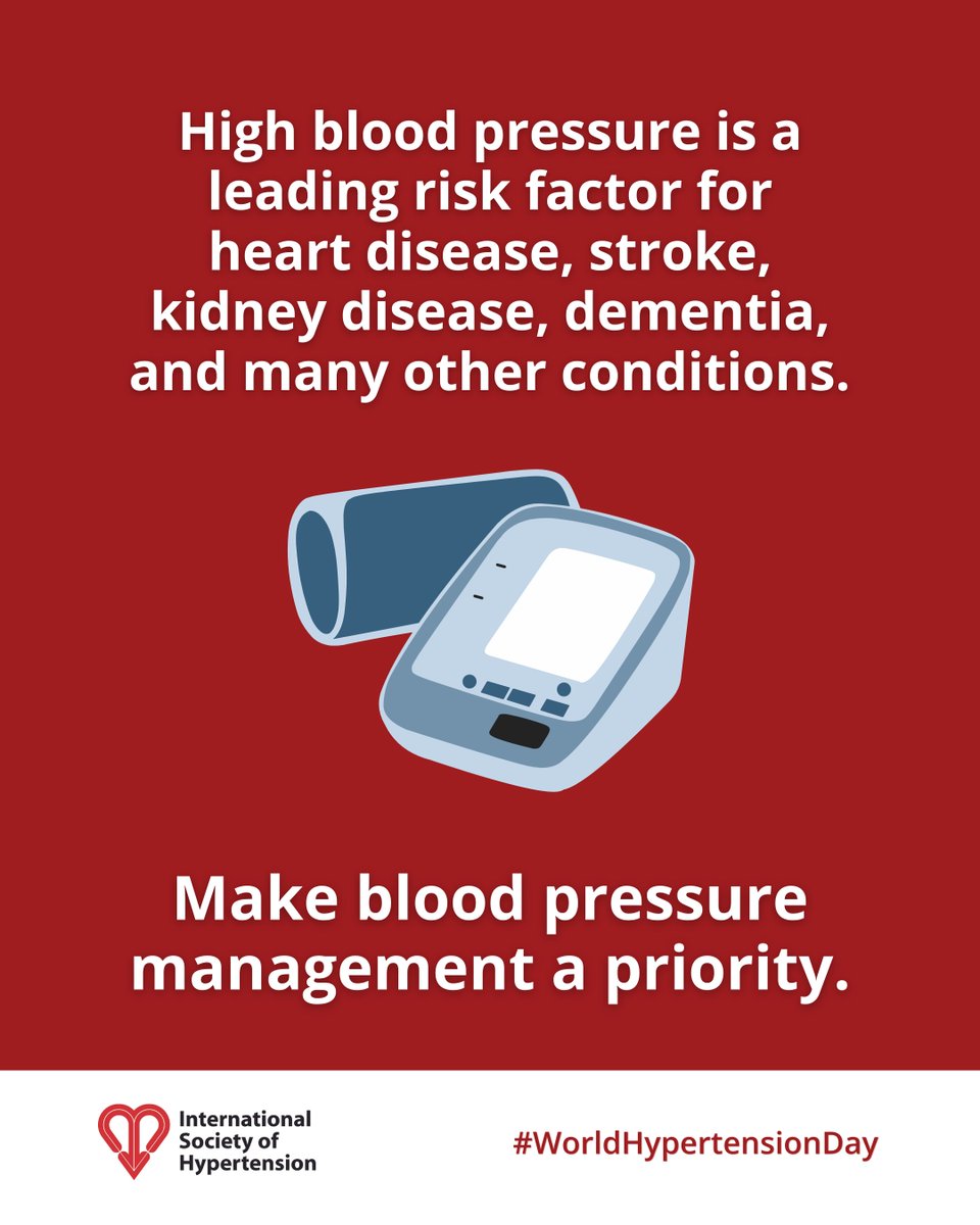 Are you ready for World Hypertension Day later this month, on 17 May?

May Measurement Month (MMM) also begins today!

Get involved, and find out more on our dedicated World Hypertension Day and MMM web page: ish-world.com/world-hyperten…

#WorldHypertensionDay #MayMeasurementMonth