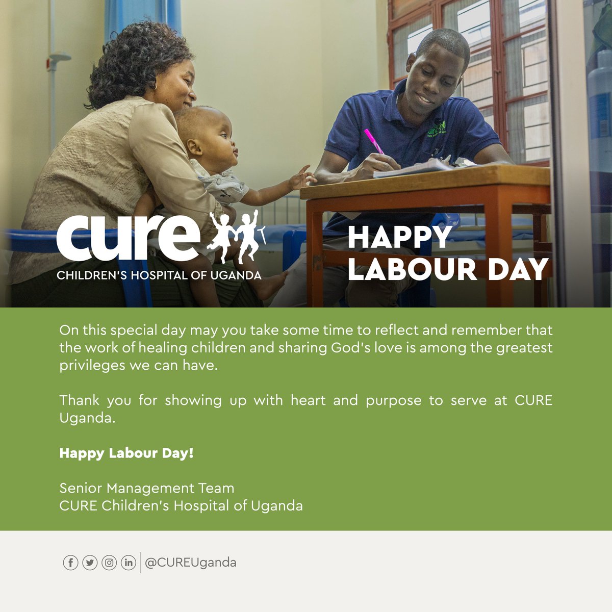 CUREuganda's tweet image. What a blessing to co-work with God to establish His Kingdom for His Glory. Happy Labour Day, Friends!