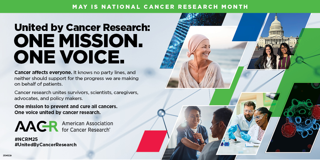 United by Cancer Research: One Mission. One Voice.
May is National Cancer Research Month. We invite you to join the AACR and others in this global initiative to highlight the lifesaving impact of cancer research. AACR.org/NCRM #NCRM25 #UnitedByCancerResearch