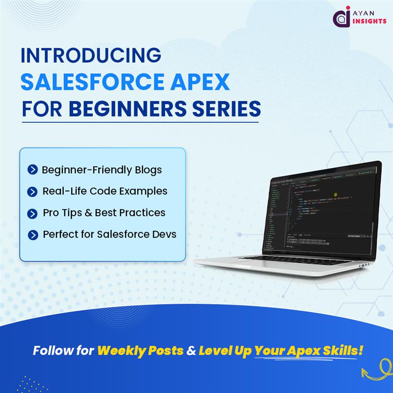 AyanSoftwares's tweet image. New blog series alert! 📣 "Master Salesforce Apex" is here to boost your Salesforce Apex skills.
Beginner-friendly blogs, real-life code, and pro tips await!
Follow for weekly updates. Bookmark for the latest: ayaninsights.com/blog-series-ty…
#SalesforceApex #APEXDev