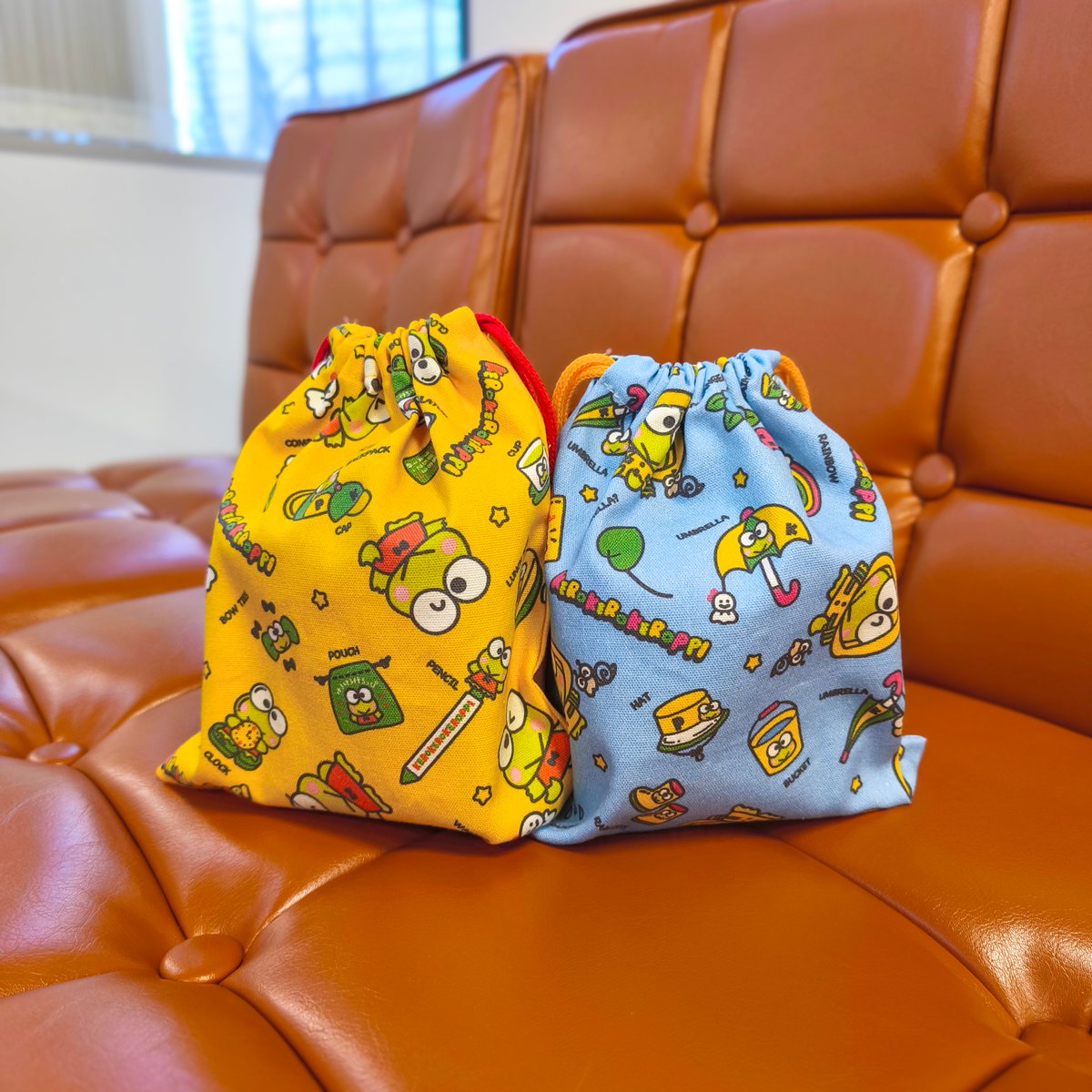 商品紹介】 けろっぴ巾着 2種 表裏に可愛いけろっぴがデザインされた