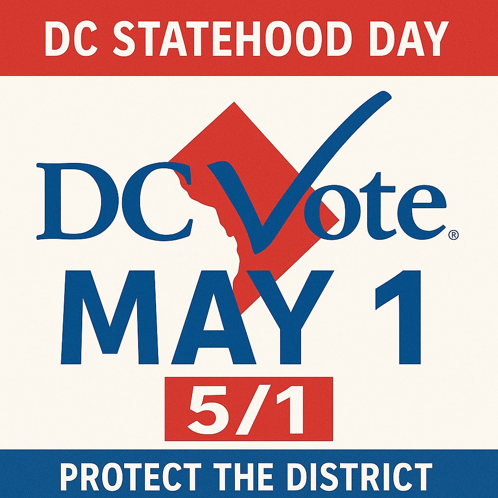 DCVote's tweet photo. This #MayDay, we rise for #DCStatehood.
700,000+ residents in the nation’s capital still have no vote in Congress.
It’s time to protect the District and demand full representation.
#FreeDC #EqualityForDC #DCVote
#PROTECTTHEDISTRICT ✊🏽✊🏻 https://t.co/rkN8EbqFCv